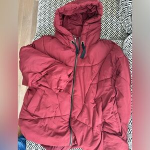 Free People Burgundy Puffer Jacket